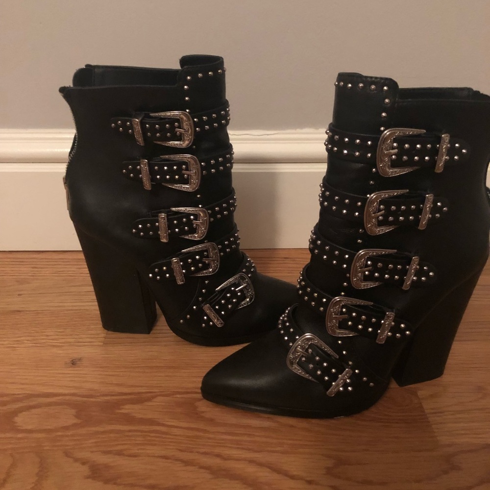 Steve Madden silver studded boots